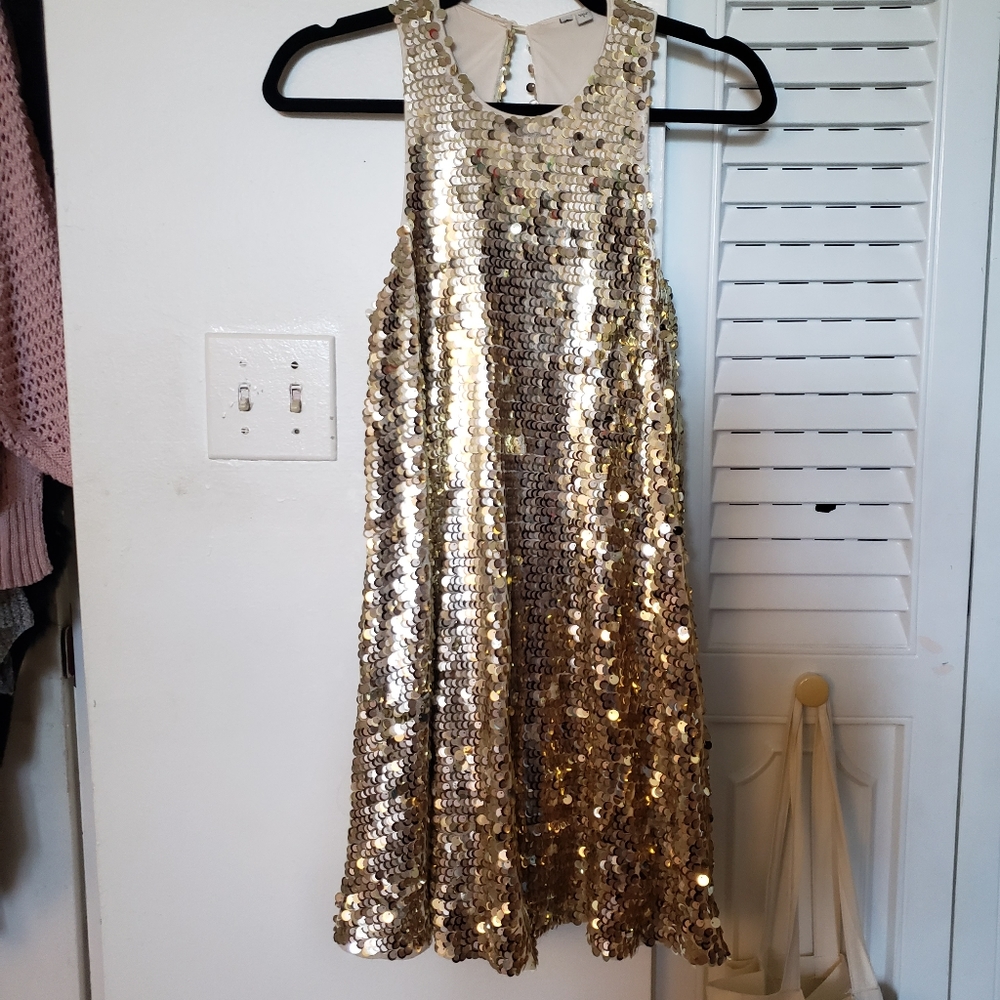 Golden Sequin Party Dress